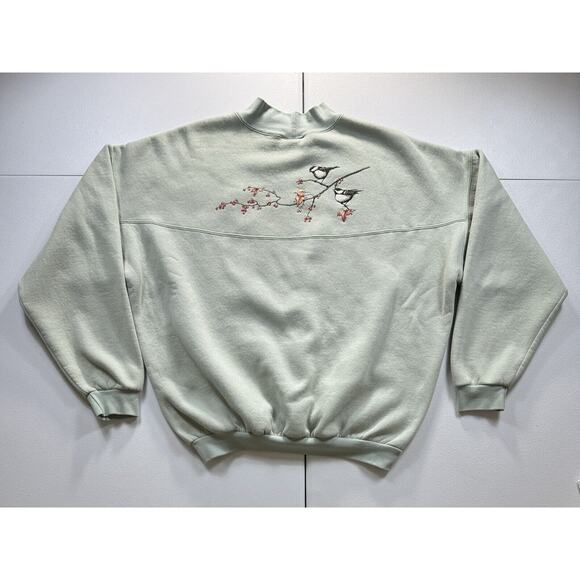 Vintage Canadian Marshlands Sweatshirt Adult XL Green Bird Embroidered Nature - Picture 6 of 8
